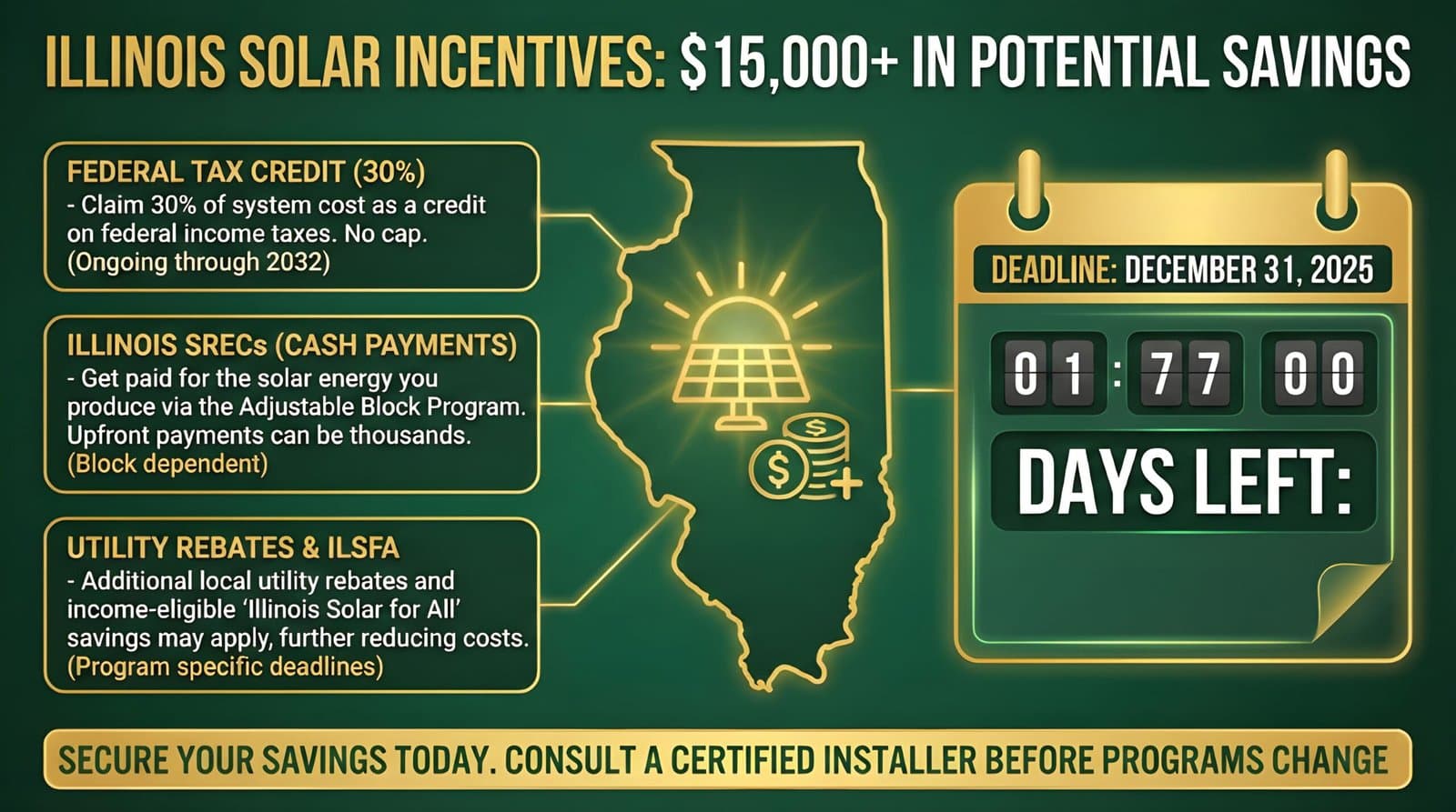 Illinois Solar: Unlock $15,000+ In Incentives Before December 31, 2025