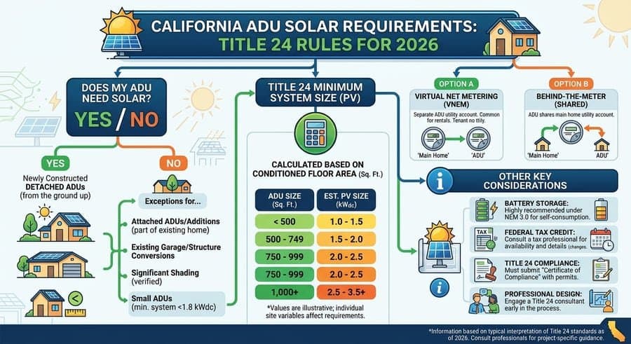 California ADU solar requirements under Title 24 for 2026