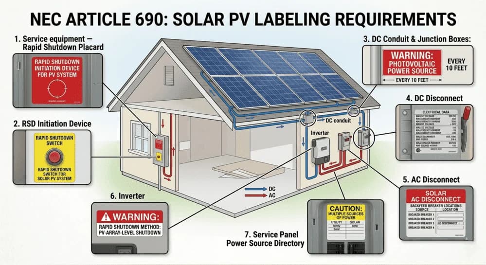Labels Sticker Power Isolation Solar PV Labeling Requirements: NEC 690 Complete Guide